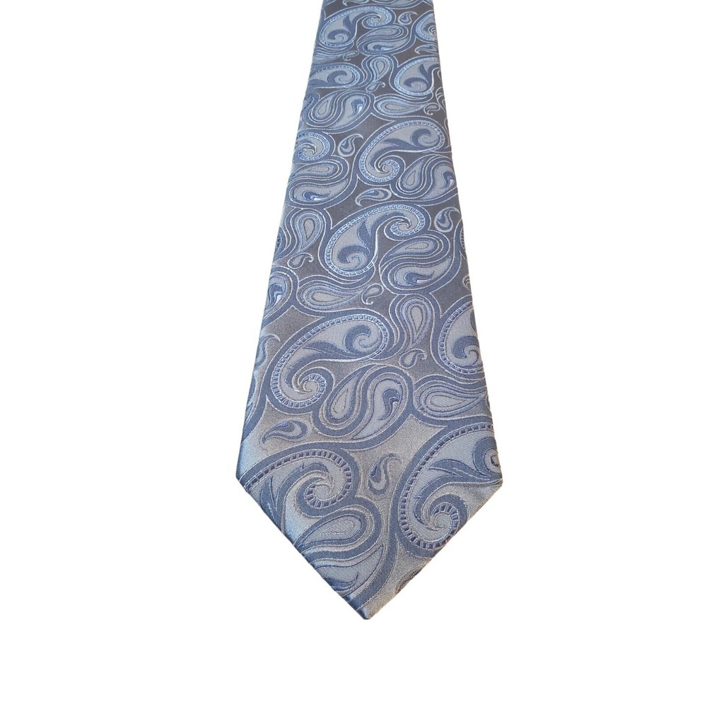 Croft & Barrow Business Casual Tie Blue Paisley Woven Necktie Hand Made Business